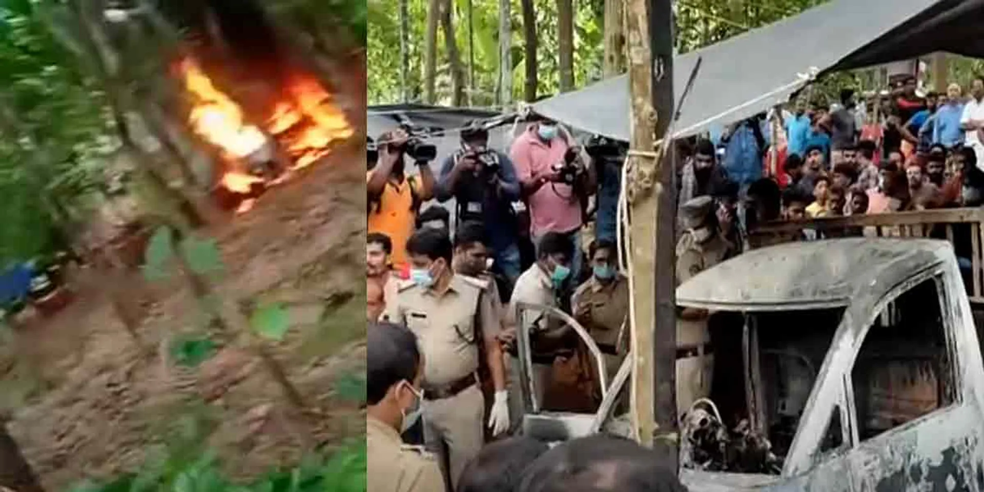  Husband setting fire to wife and daughter in auto incident 