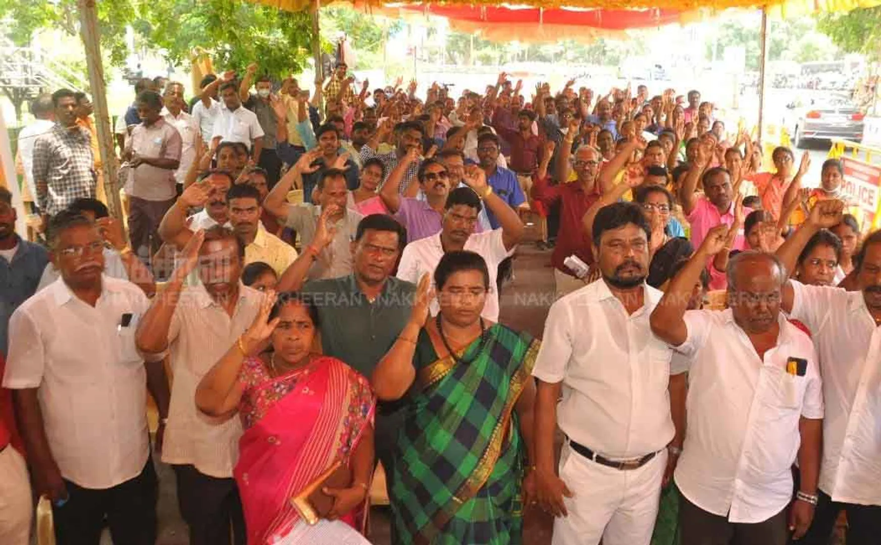 Demonstration by medical laboratory technicians demanding employment on regular pay  