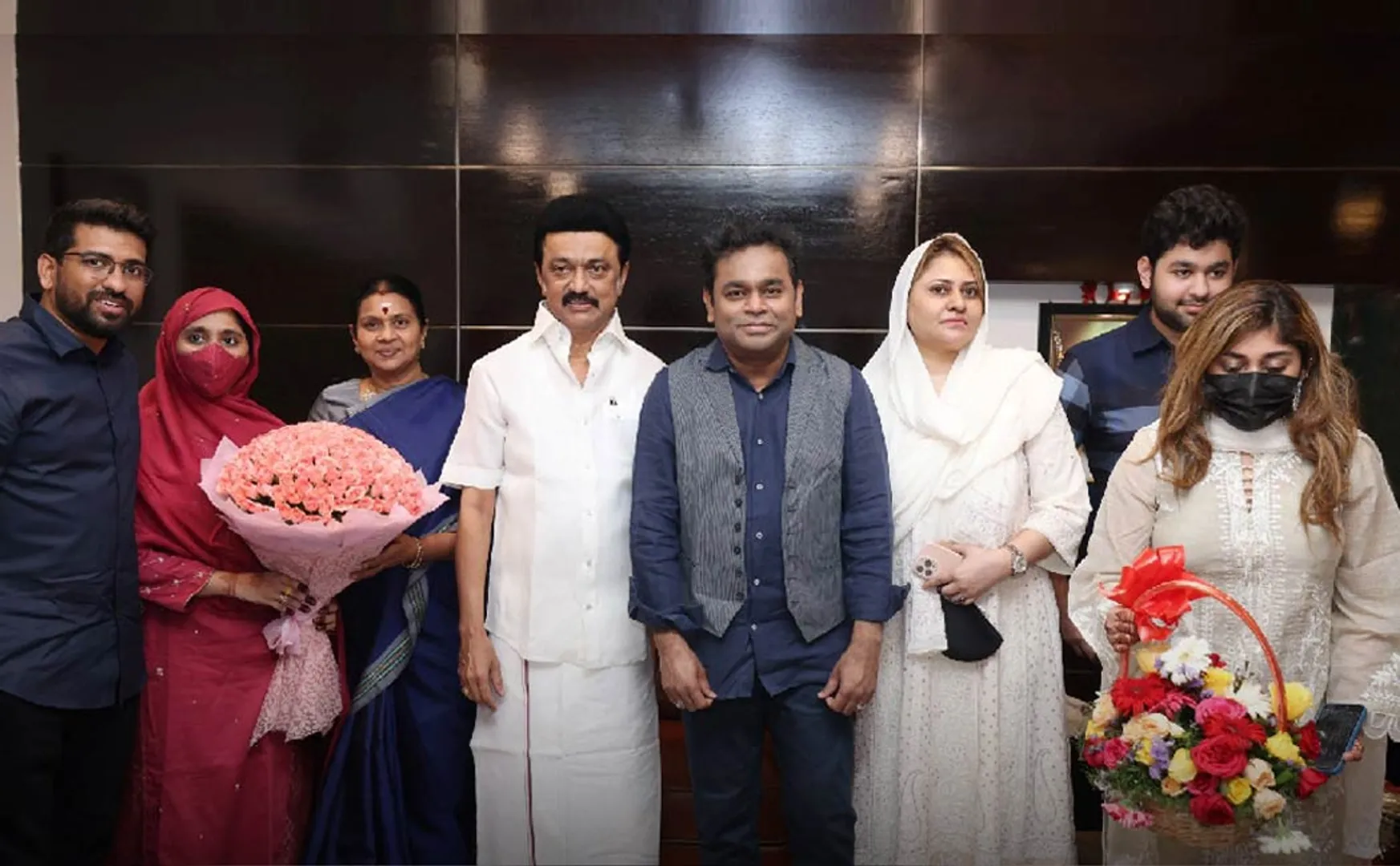 ar rahman and her family met tn cm mk stalin