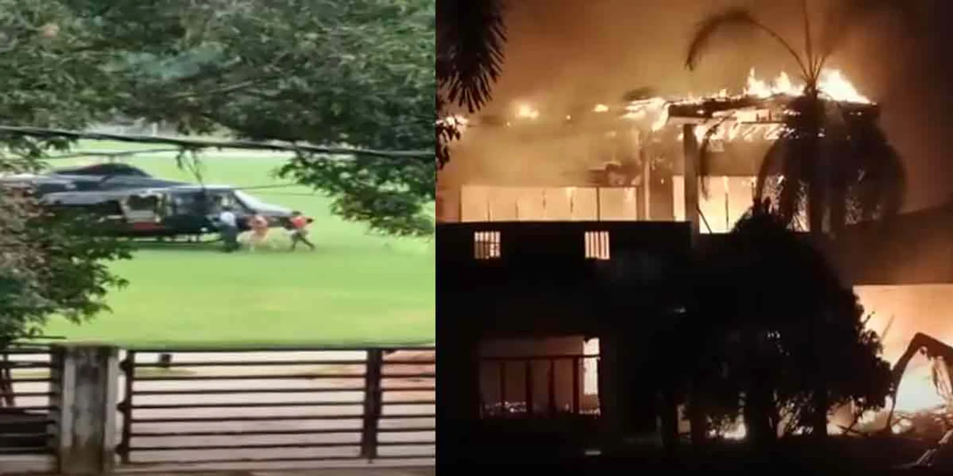  Rajapaksa house set on fire ... Escape footage released!