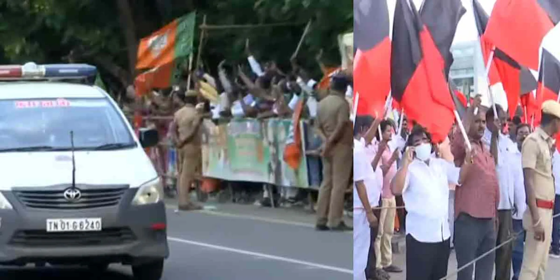  Welcome to Modi ... AIADMK flags that do not catch the eye!
