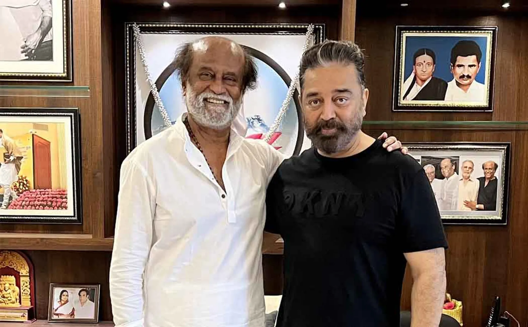 Kamal Haasan meets actor Rajini