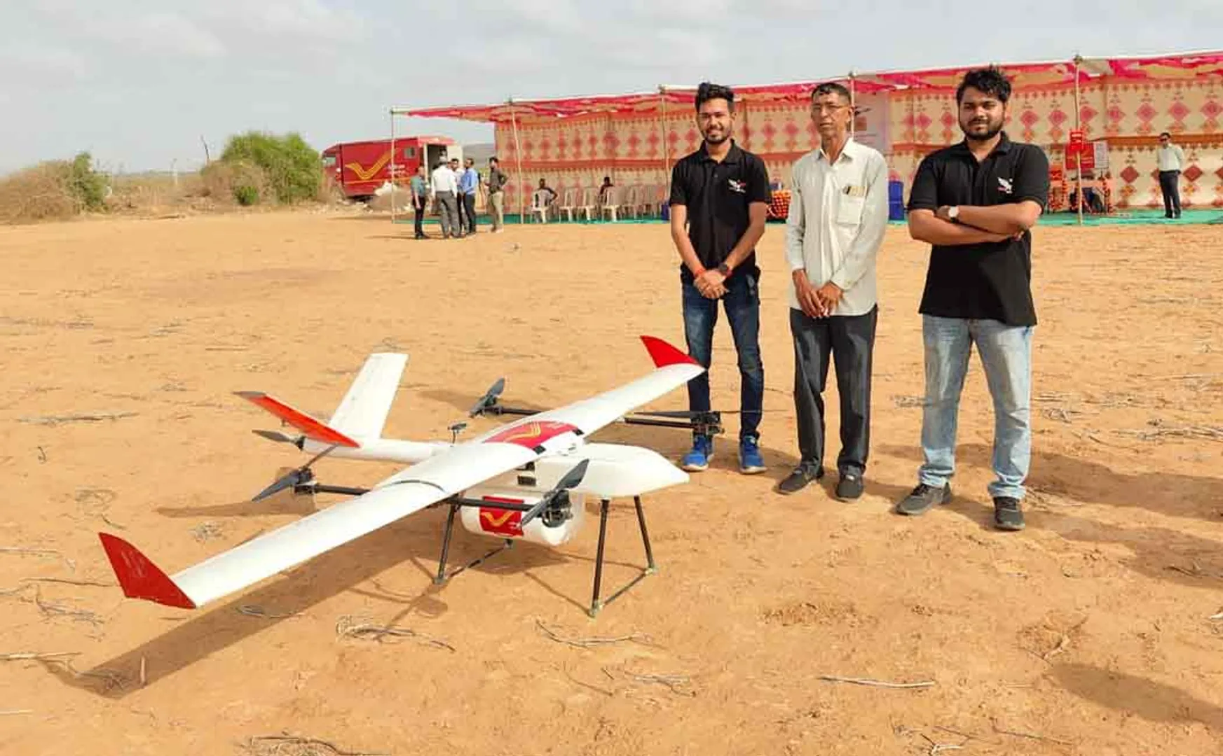 The Indian Postal Service sent the parcel by drone for the first time!
