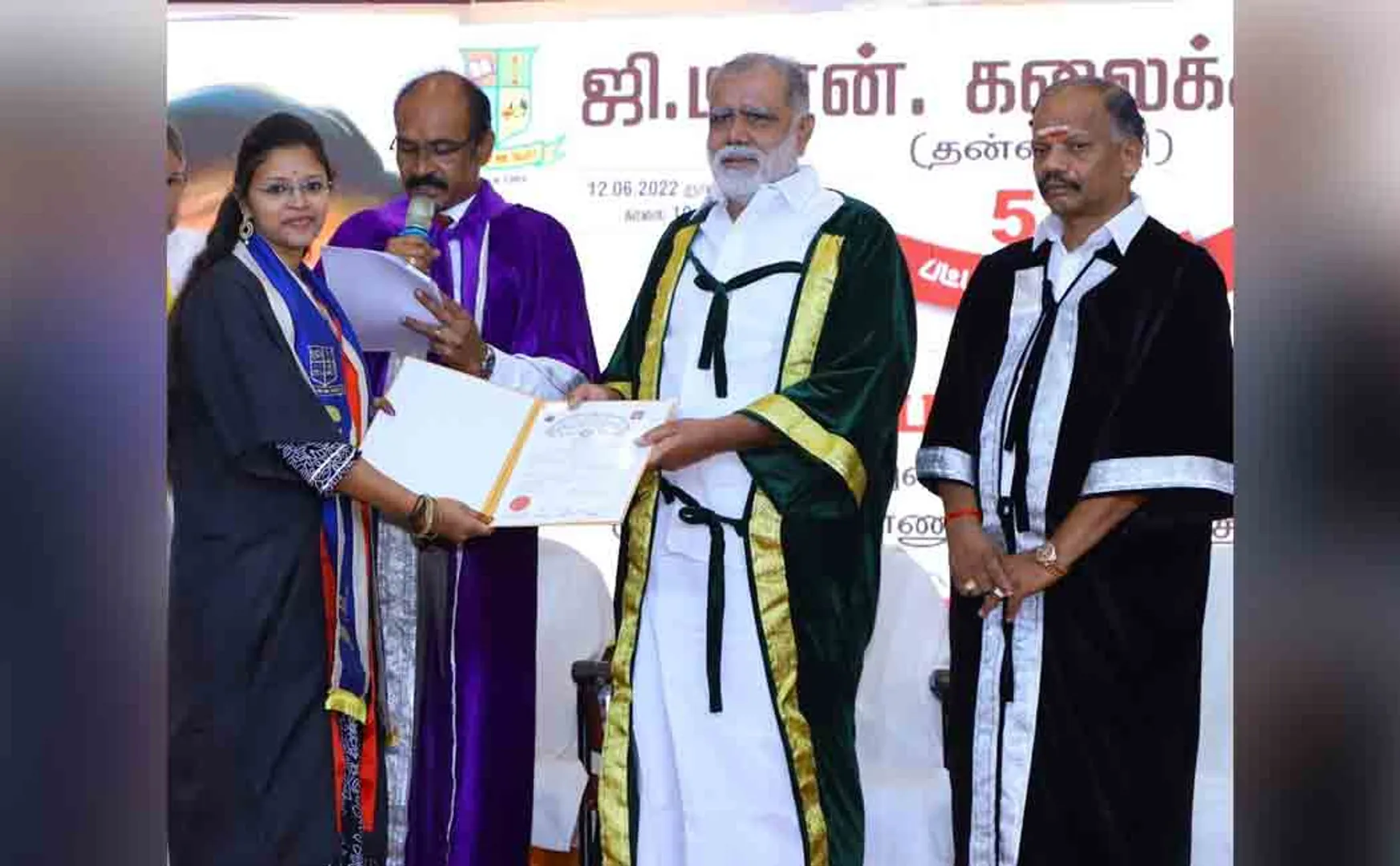 Minister I. Periyasamy at the graduation ceremony
