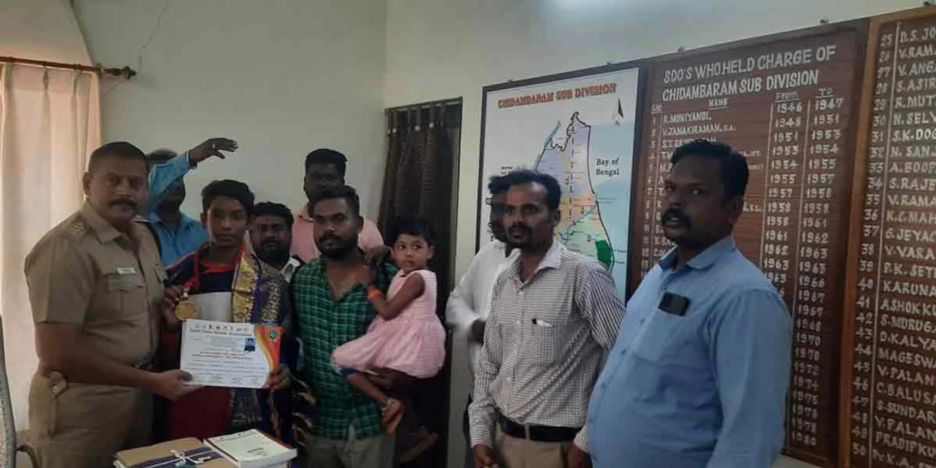  Chidambaram DSP congratulates 'Usu' martial arts gold medalist
