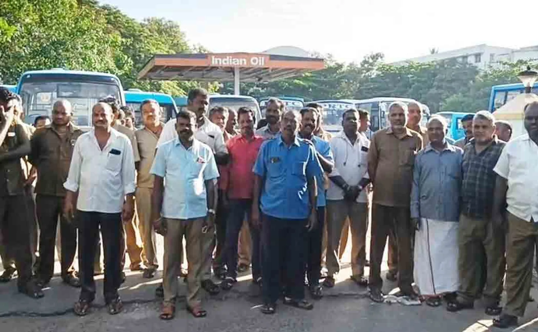 Pondicherry Government road transport employees in struggle 