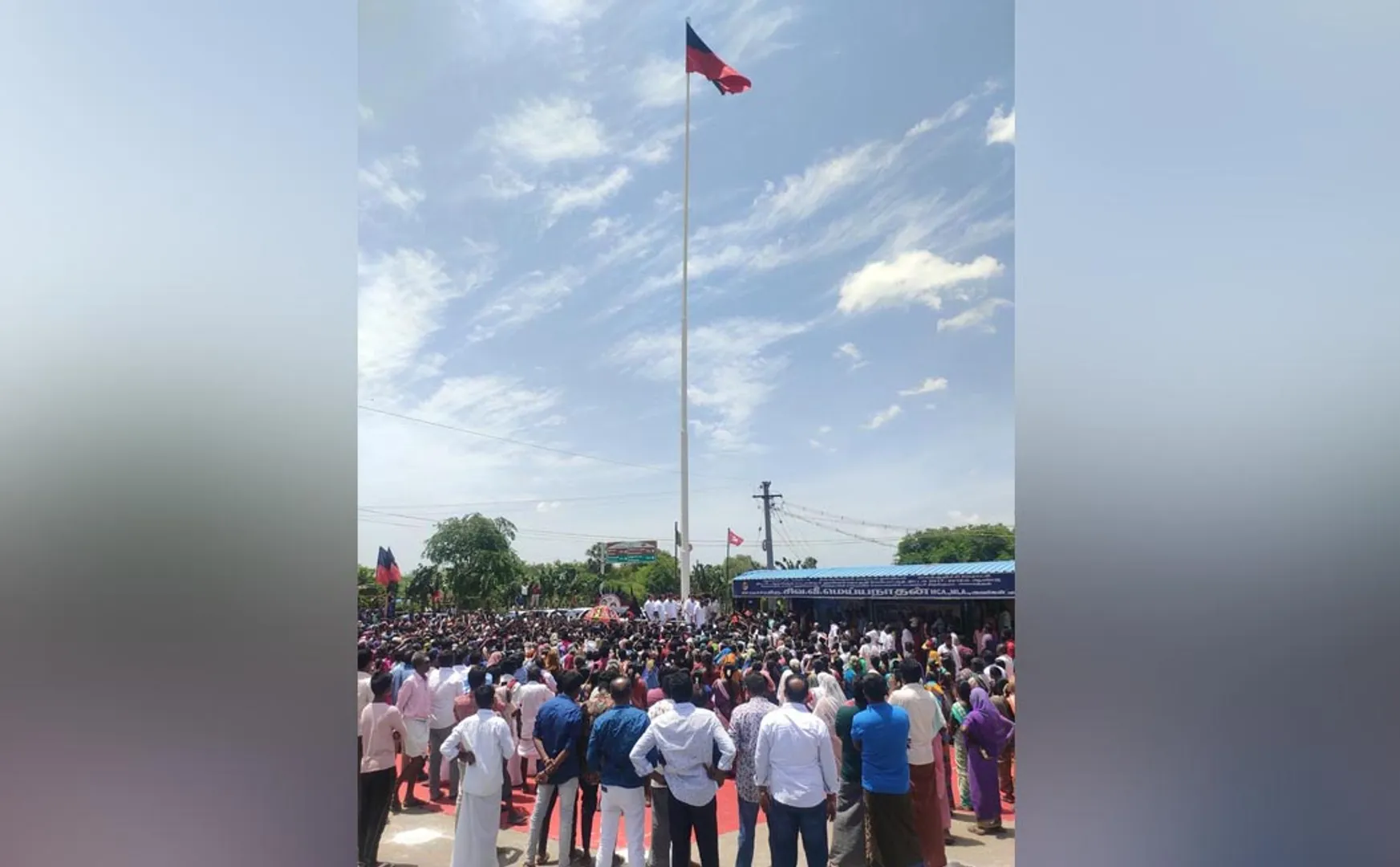 Udayanidhi hoisted the flag on a 99 feet high flagpole to celebrate the artist's 99th birthday!