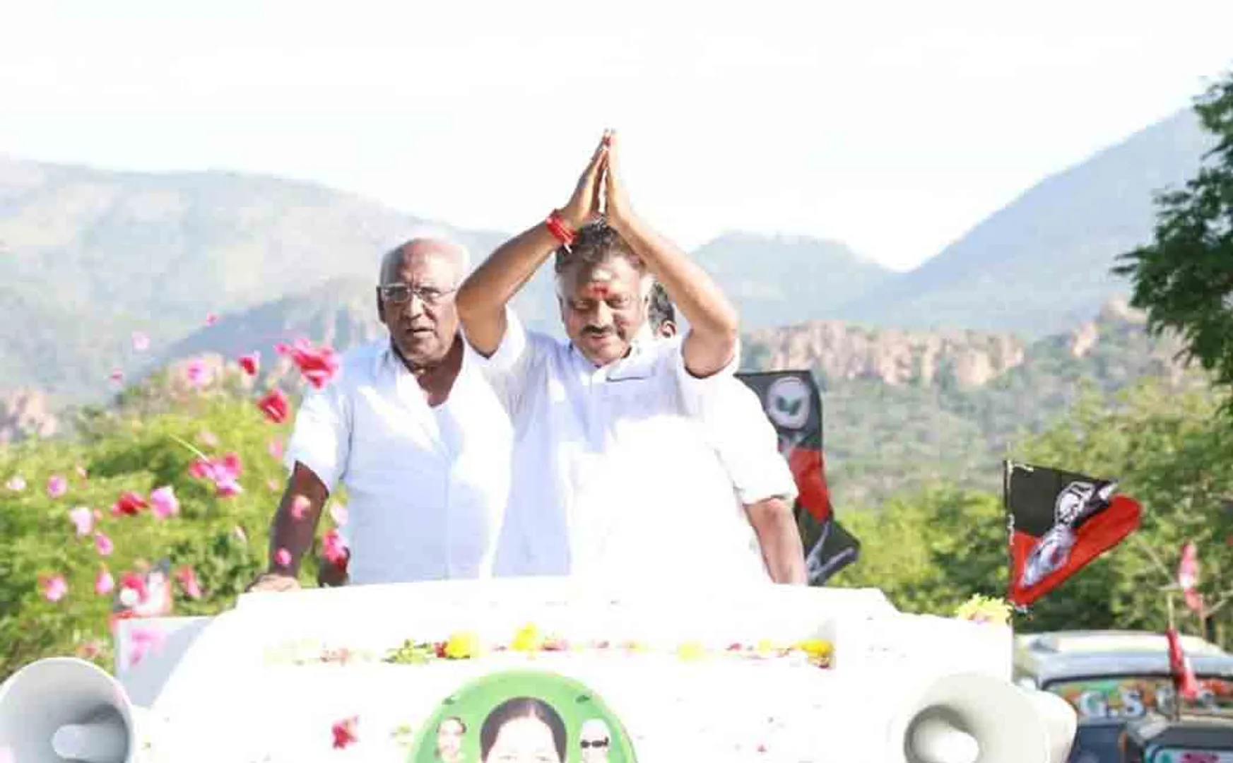 ADMK Members standing on the OPS side!