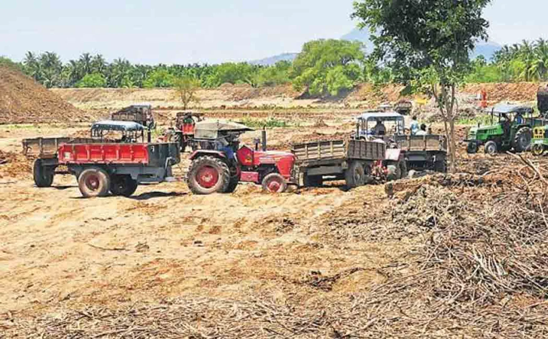 Theft of sand by giving two-wheeler vehicle number!