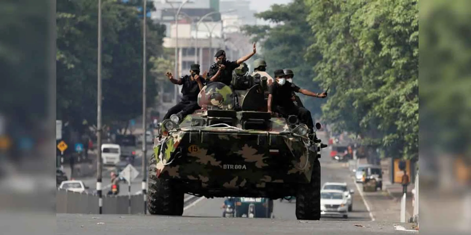 Curfew.. Army tanks marching on the road!