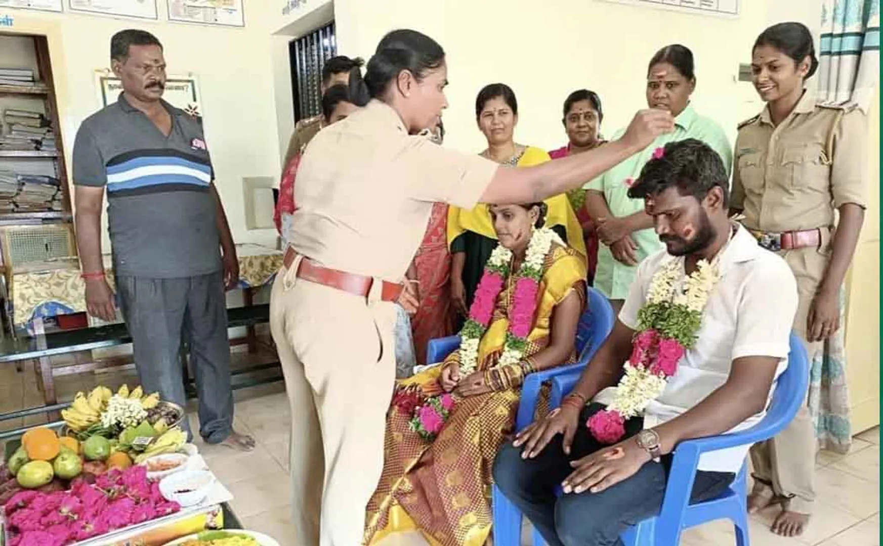 A baby shower for a female police officer at the police station...a loving couple!
