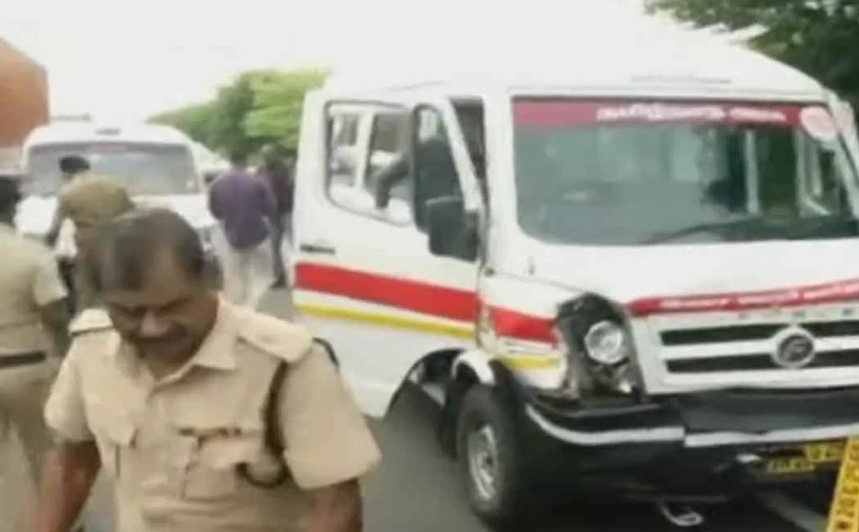 Ambulance carrying the student's body in an accident!