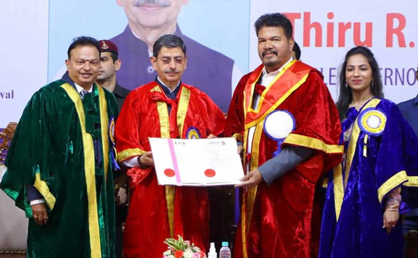 Shankar and cricketer raina received honorary doctorate 