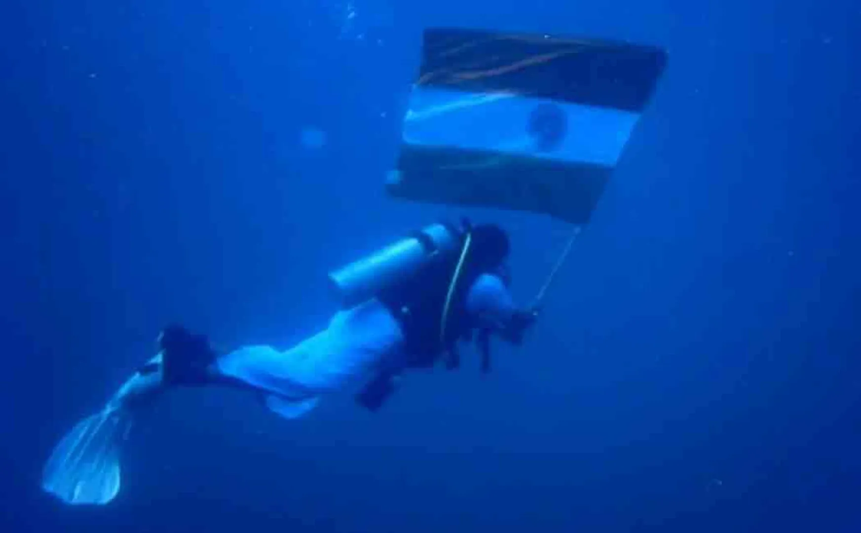 75 feet deep underwater adventure with national flag hoisting!