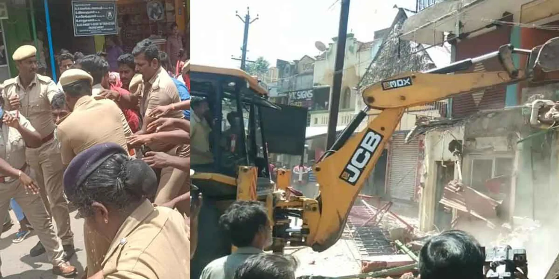 Removal of encroachments on water bodies-Residents try to set fire by pouring kerosene!