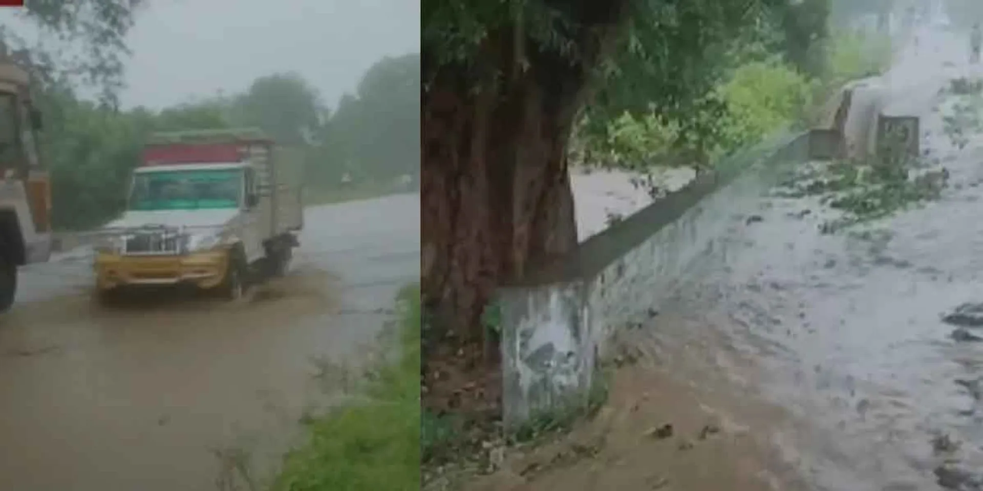 Incessant heavy rain... Manjadi road flooded!