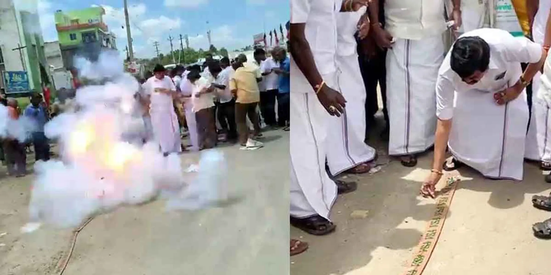 "Now is a good time for the ADMK!" -Rajendra Balaji who burst firecrackers in the demonstration!