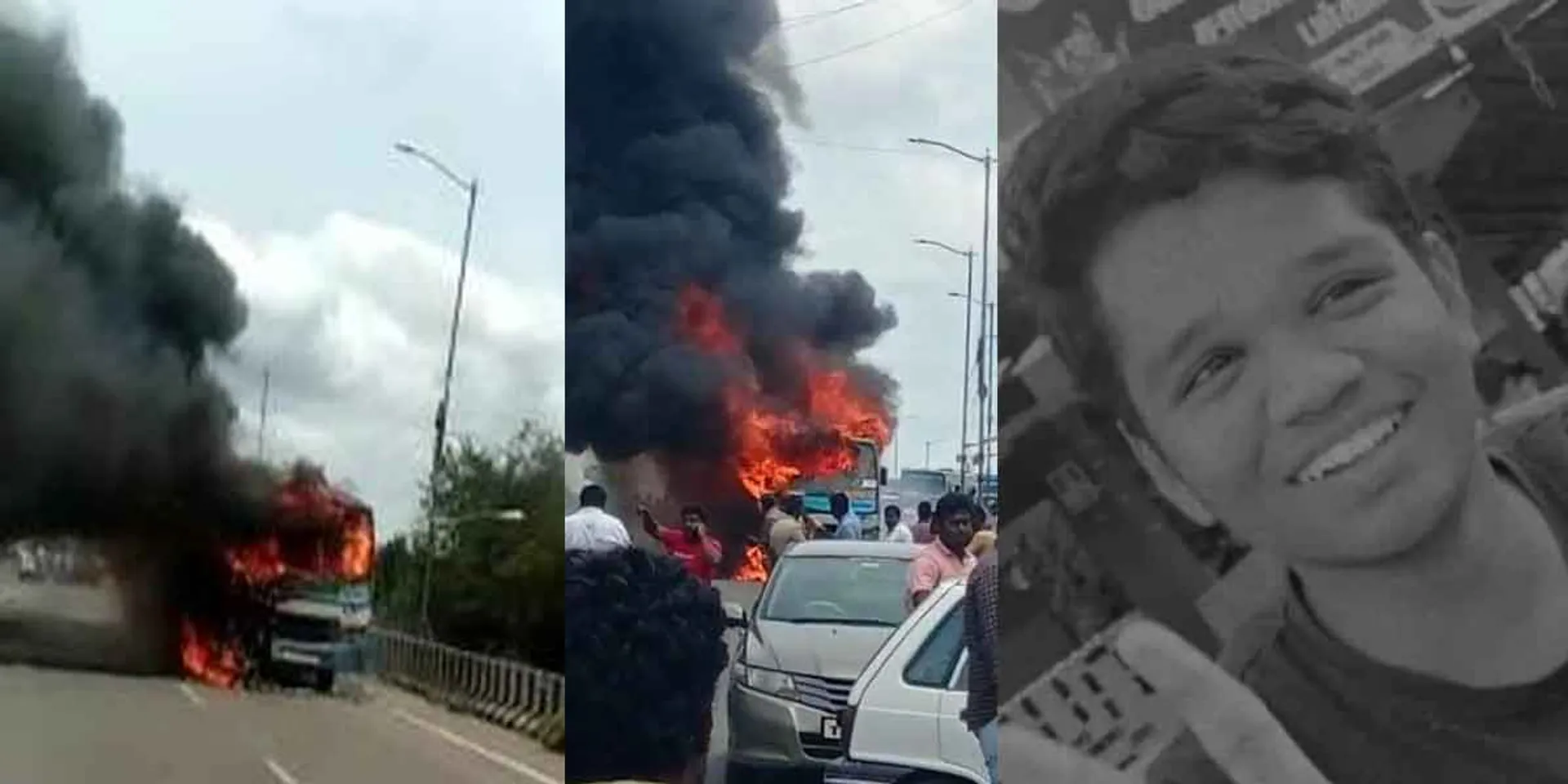 A bus collided with a two-wheeler in an accident 