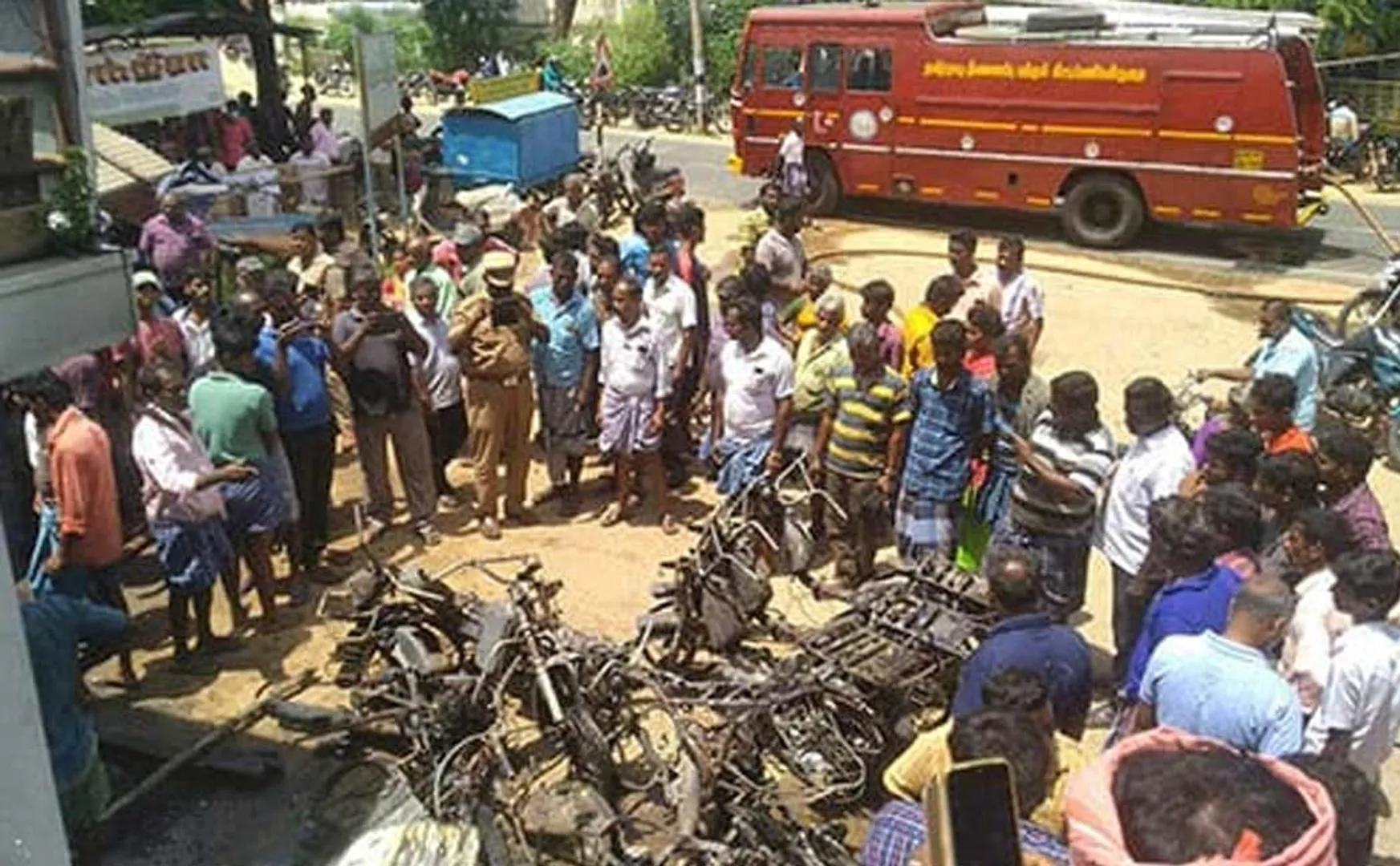 fire broke out mechanic shop Trichy