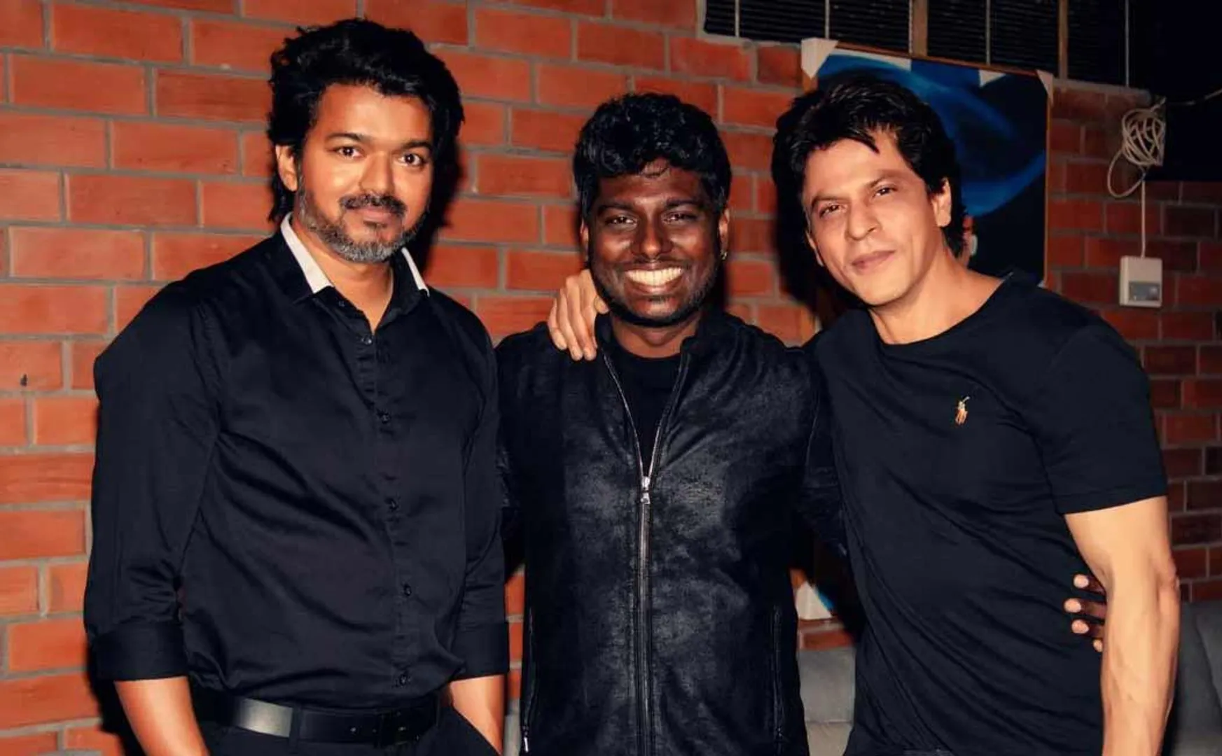 atlee shared a photo with vijay and Shah Rukh Khan