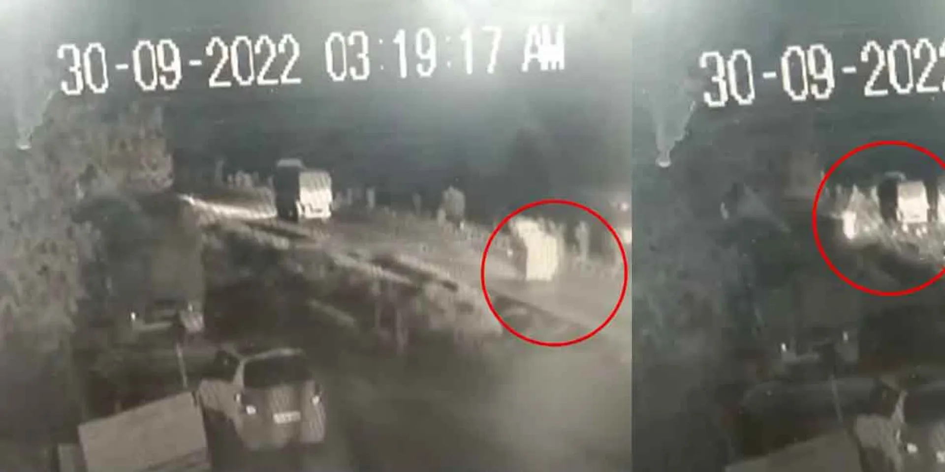Truck collides with auto accident... CCTV footage released
