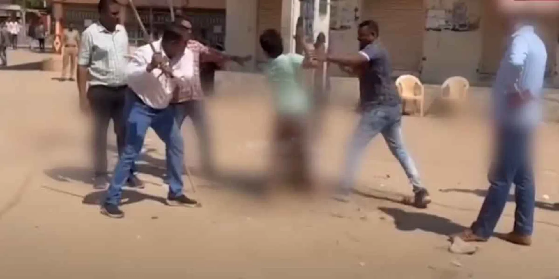  A video of the police making them stand in the public space and attacking them goes viral
