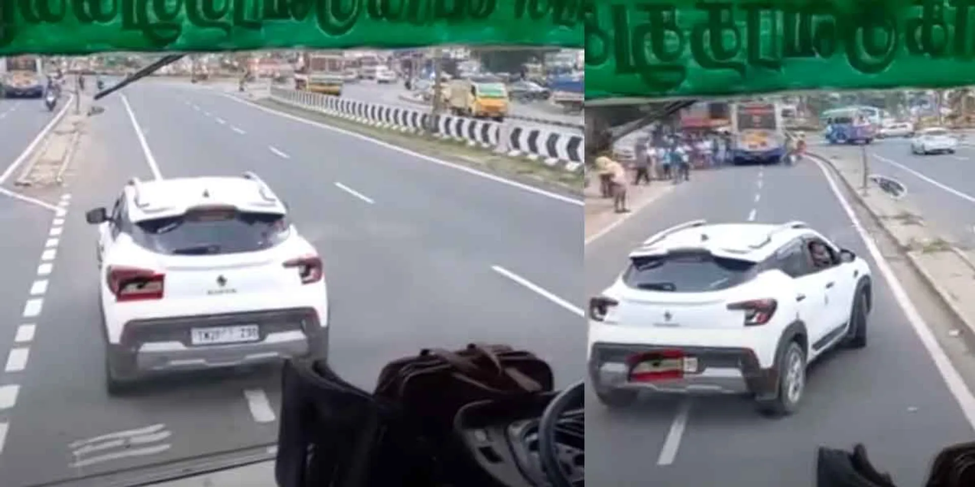  "Don't dance too much... dance a little..." Car driver scolds government bus driver