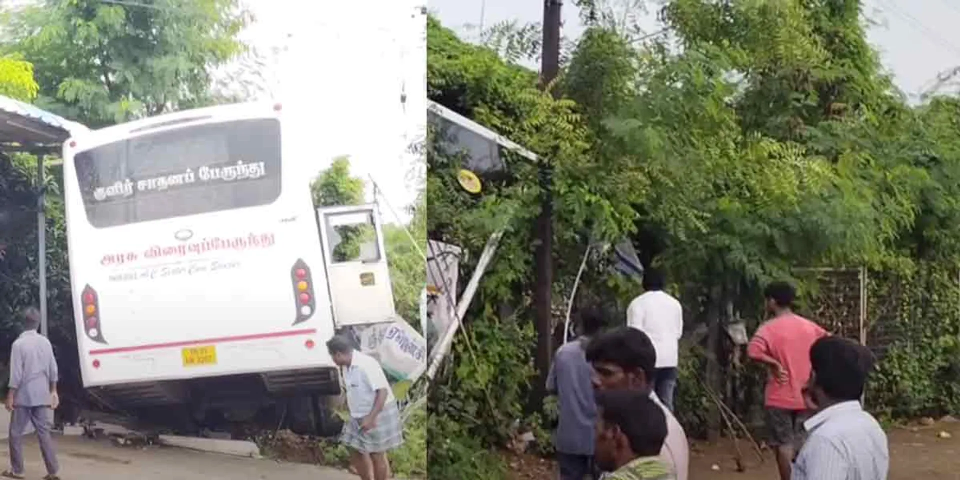 The government express bus entered the bush... passengers luckily survived