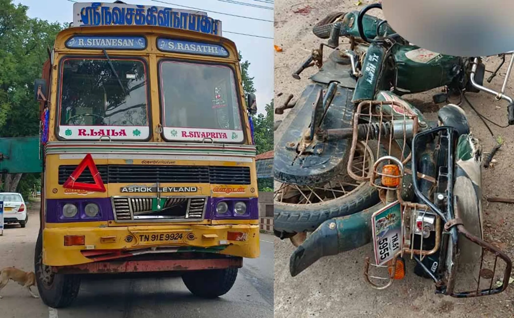 truck collided with two wheeler Cuddalore