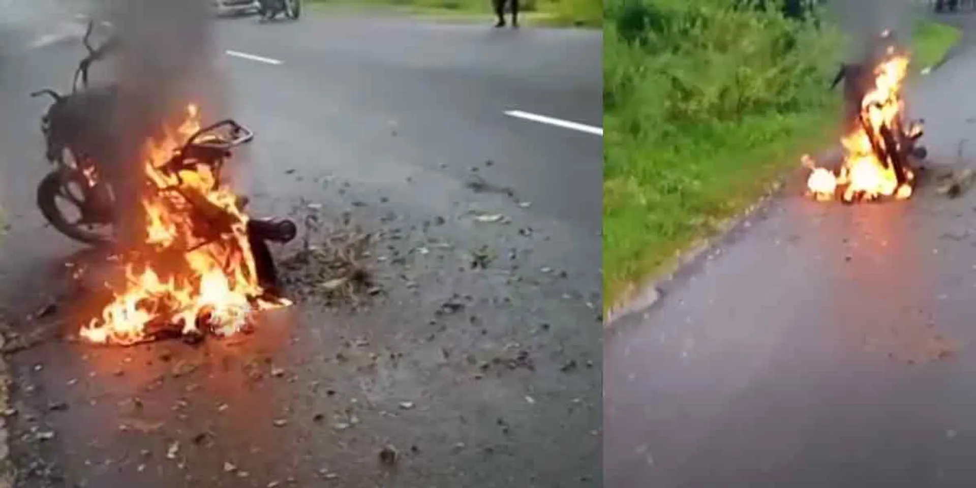 Suddenly the vehicle caught fire... the couple survived fortunately
