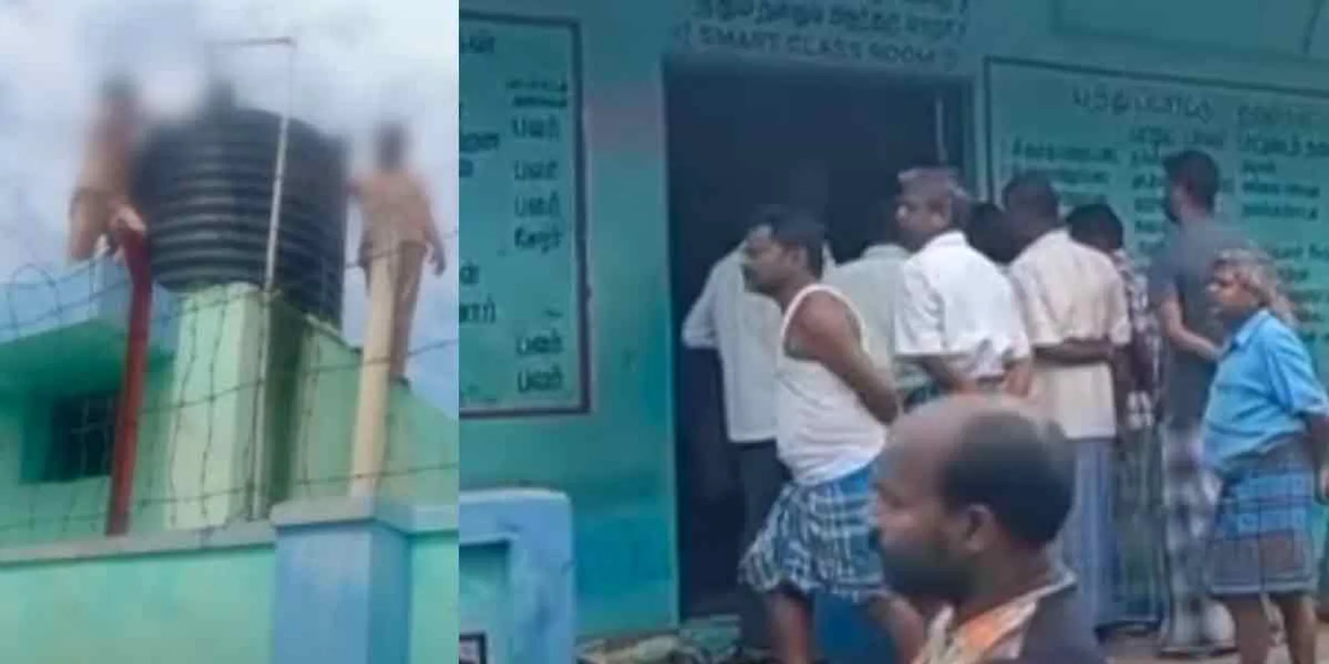 Students who cleaned the drinking tank in govt school 
