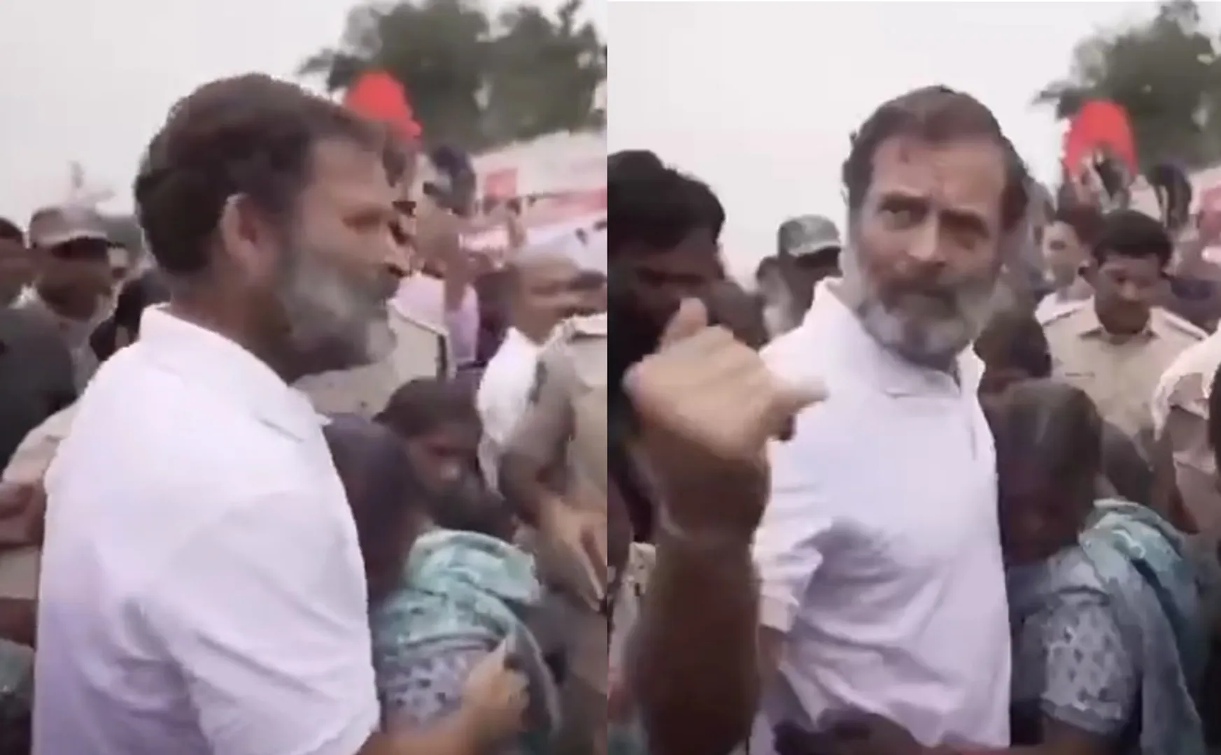 Rahul Gandhi help woman who stumbled fell down
