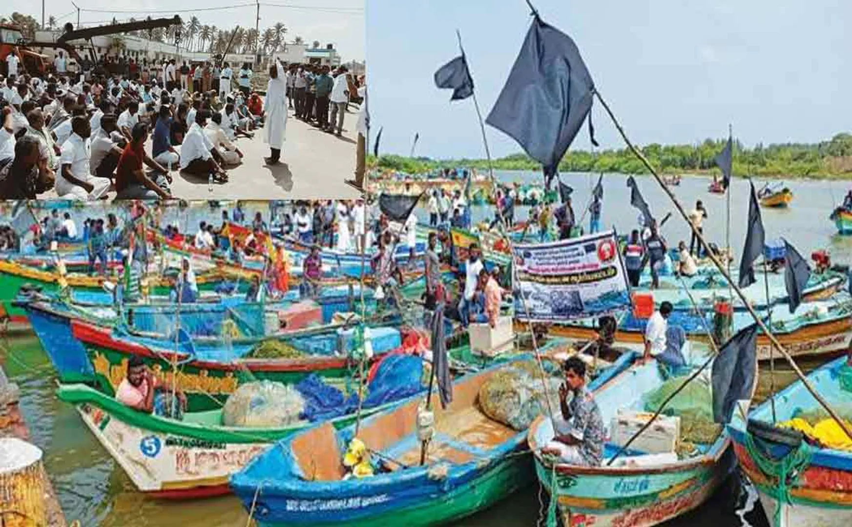 15 fishermen arrested; sinking barges; Fishermen decide to go on indefinite strike