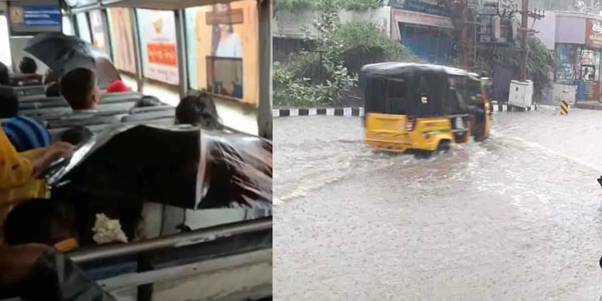 Rain water inside government bus; travel with umbrella- viral video