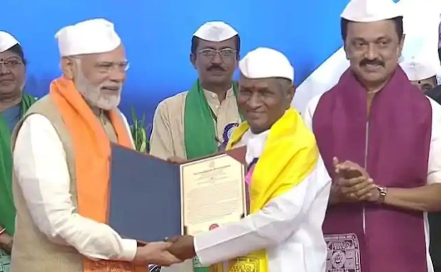 pm modi confers honorary doctorate to ilaiyaraja 