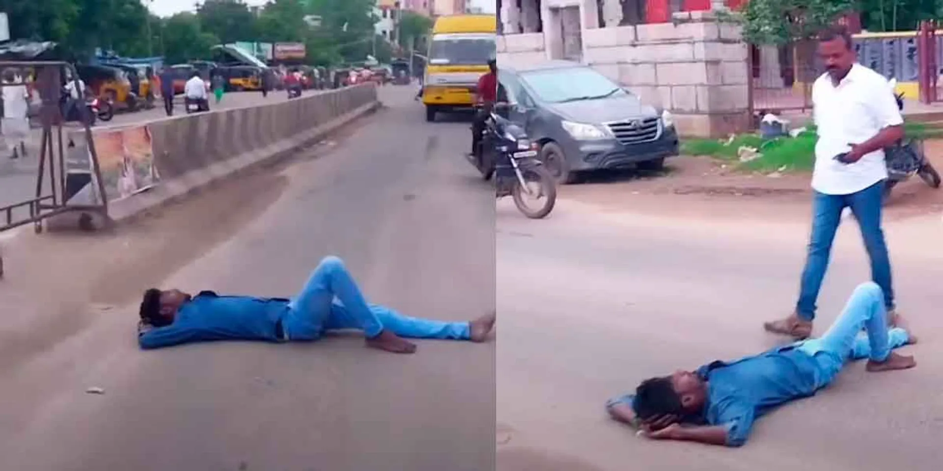  "What should you immediately arrest and put in jail" - drug addicts lying in the middle of the road