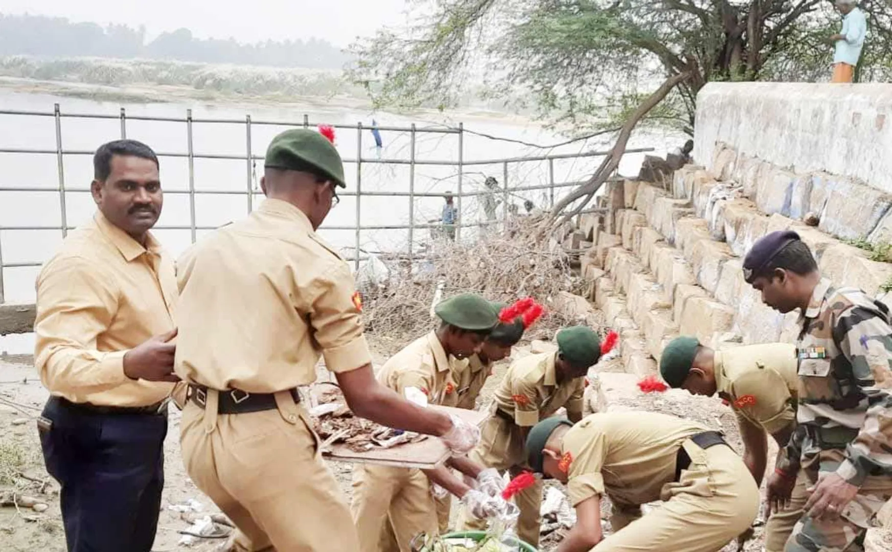 trichy ncc students participated in punith sagar abhiyan scheme 