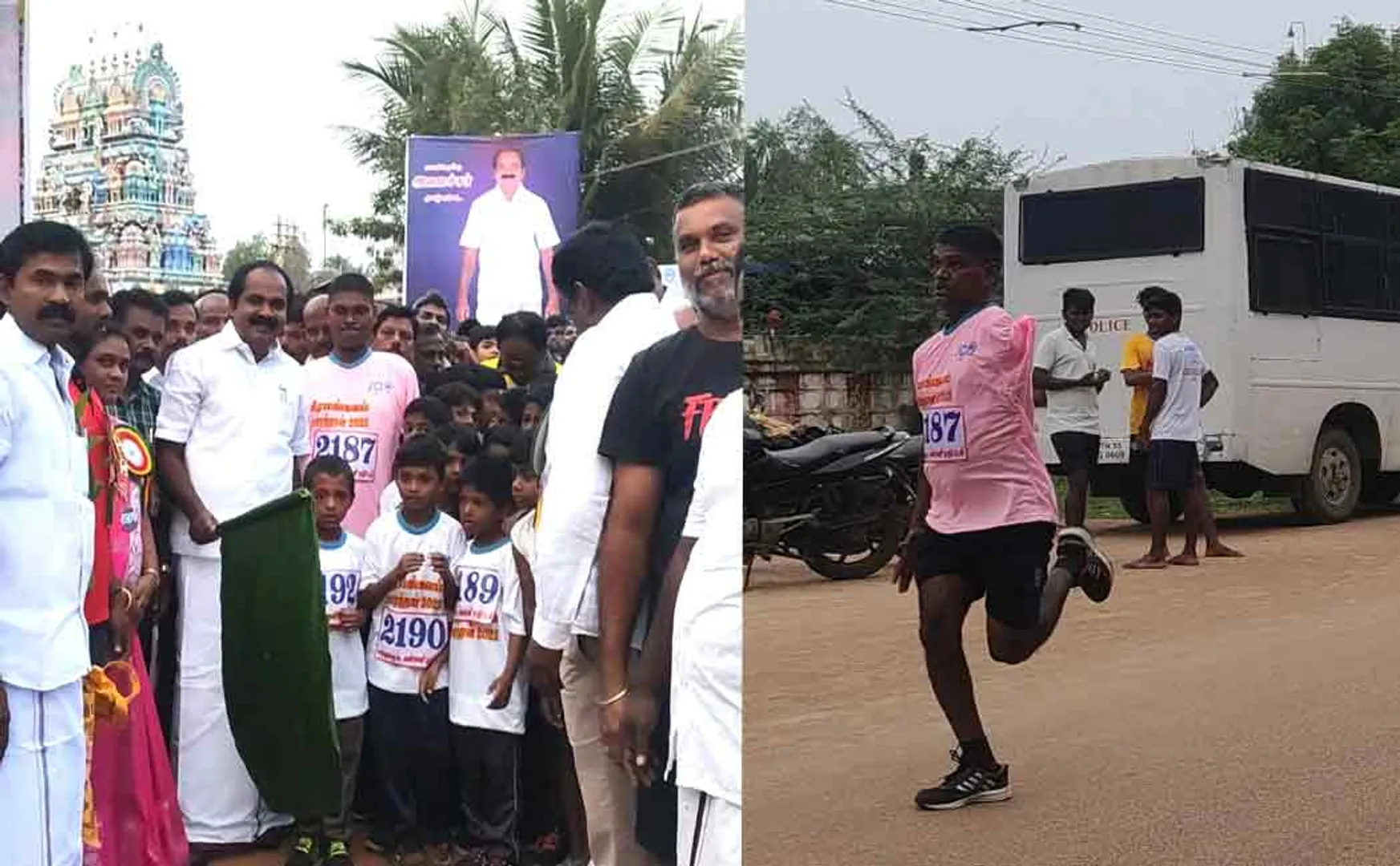 I won the swimming competition despite not having one arm.. The differently-abled youth participated in the 401st marathon