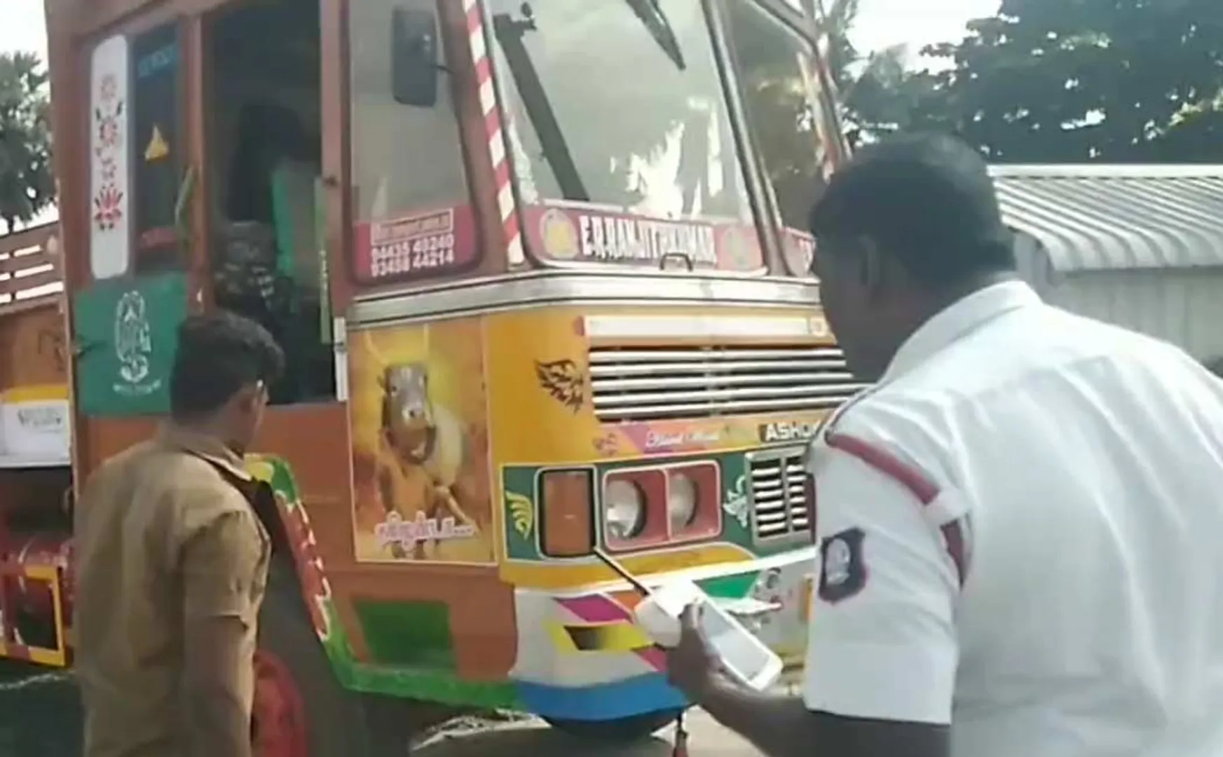 Punishment given  police  lorry driver who disturbed the public