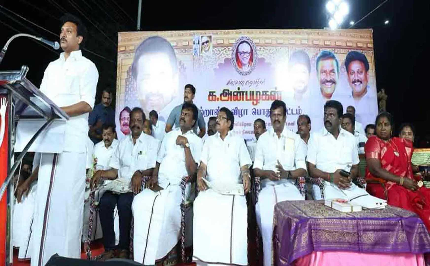 school education  minister  anbil mahesh poyyamozhi talks about anbazhagan in  trichy meeting 