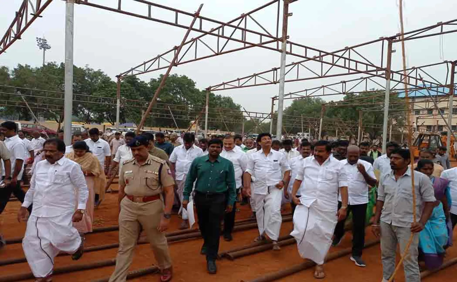 trichy ministers inspection on chief minister function 