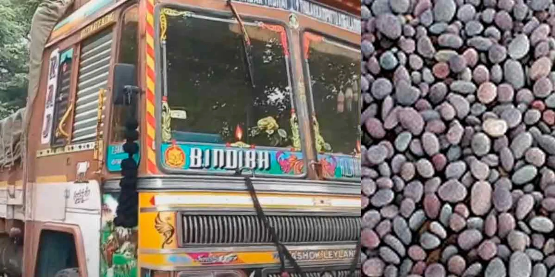Illegal transport of pebbles-lorry seized