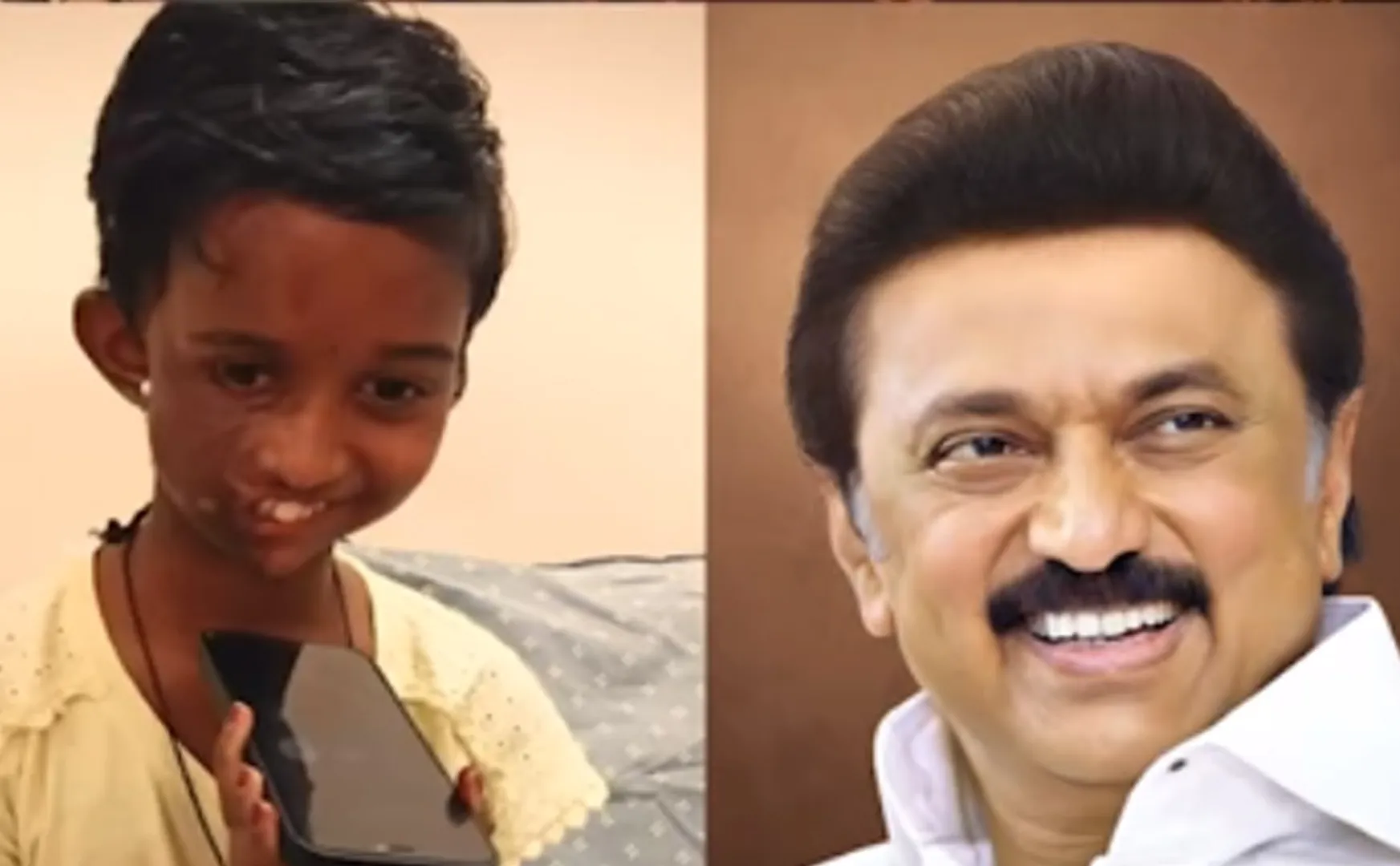 cm Stalin spoke child  being treated hospital through her cell phone told her courage