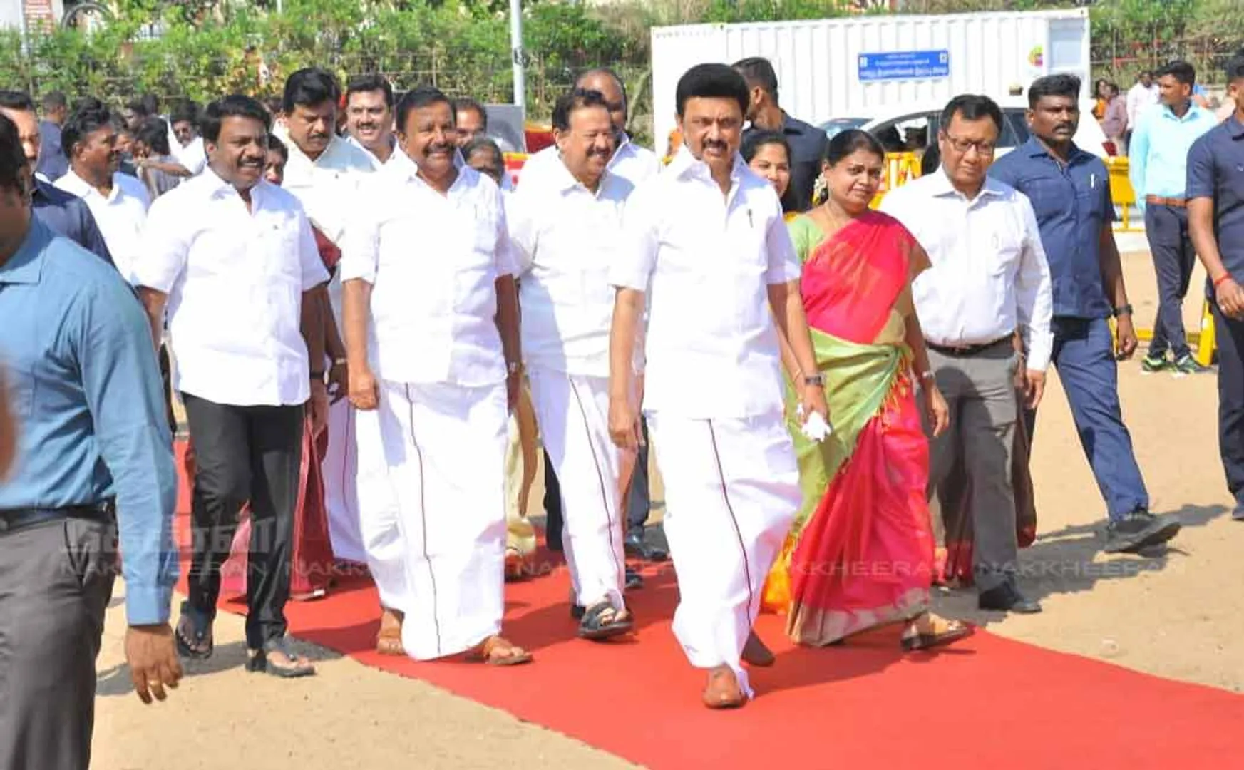 cm mk stalin inaugurated sand art in marina  beach