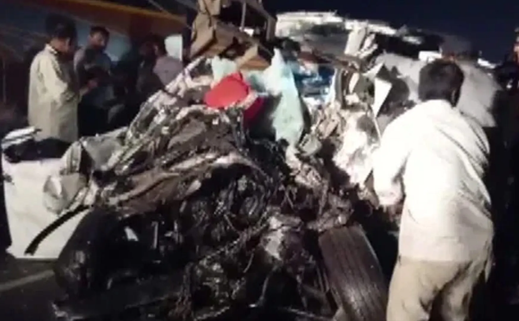 car and a bus collide head-on in Gujarat