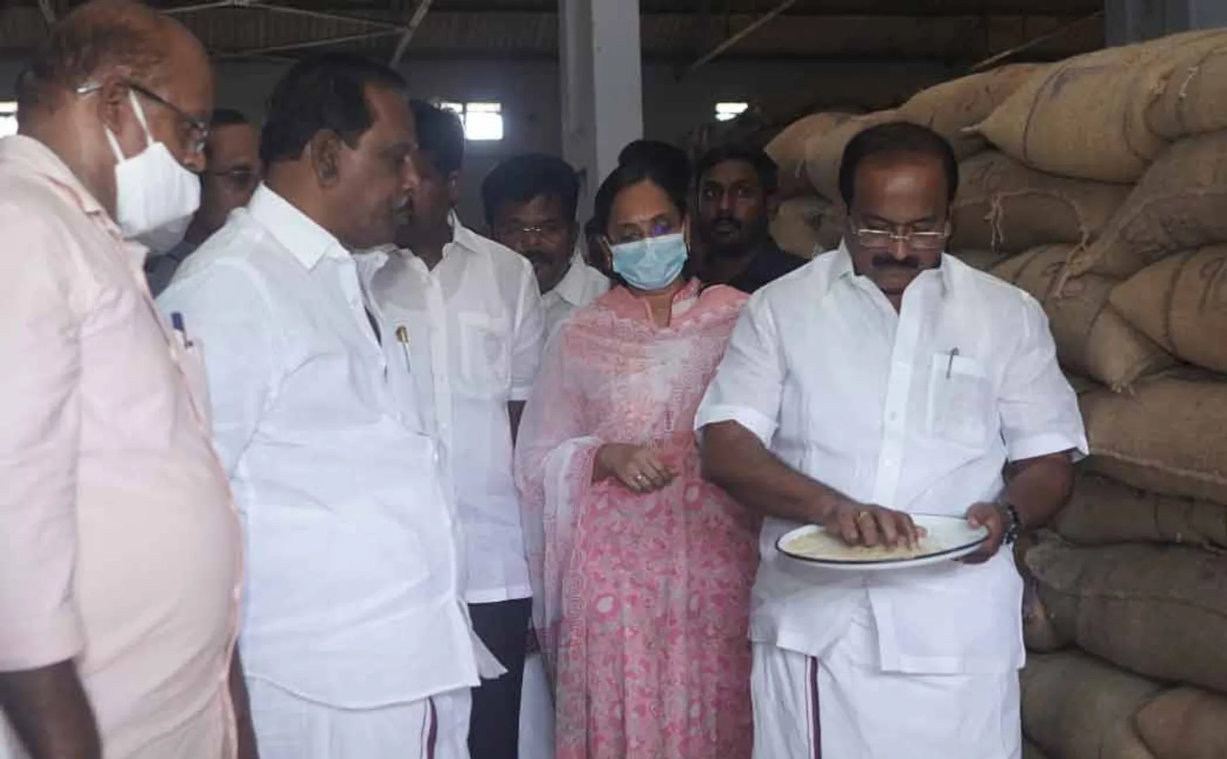 Minister Chakrapani inspected the rice in a truck!
