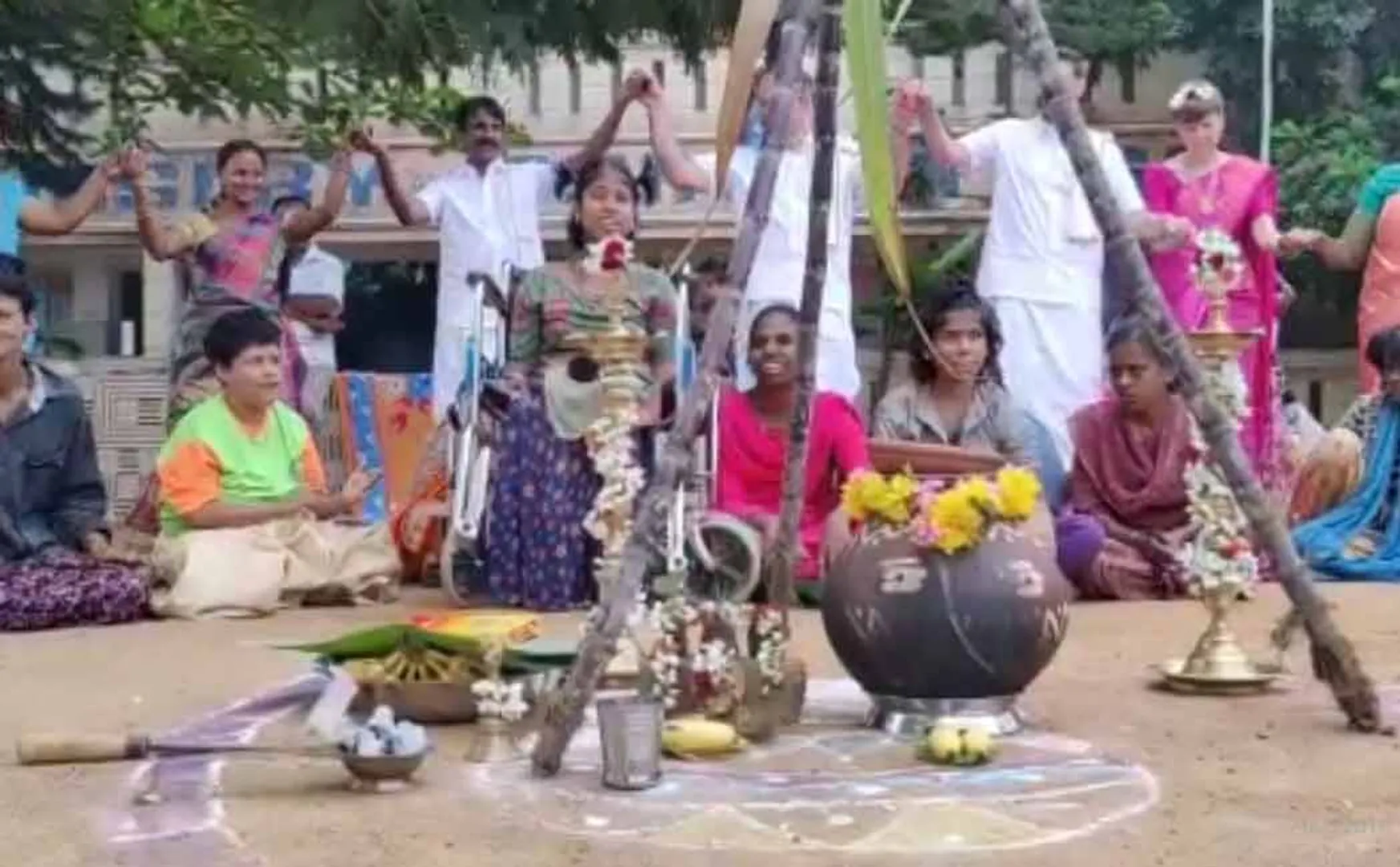 foreigners celebrated in pongal festival at  ariyalur district 