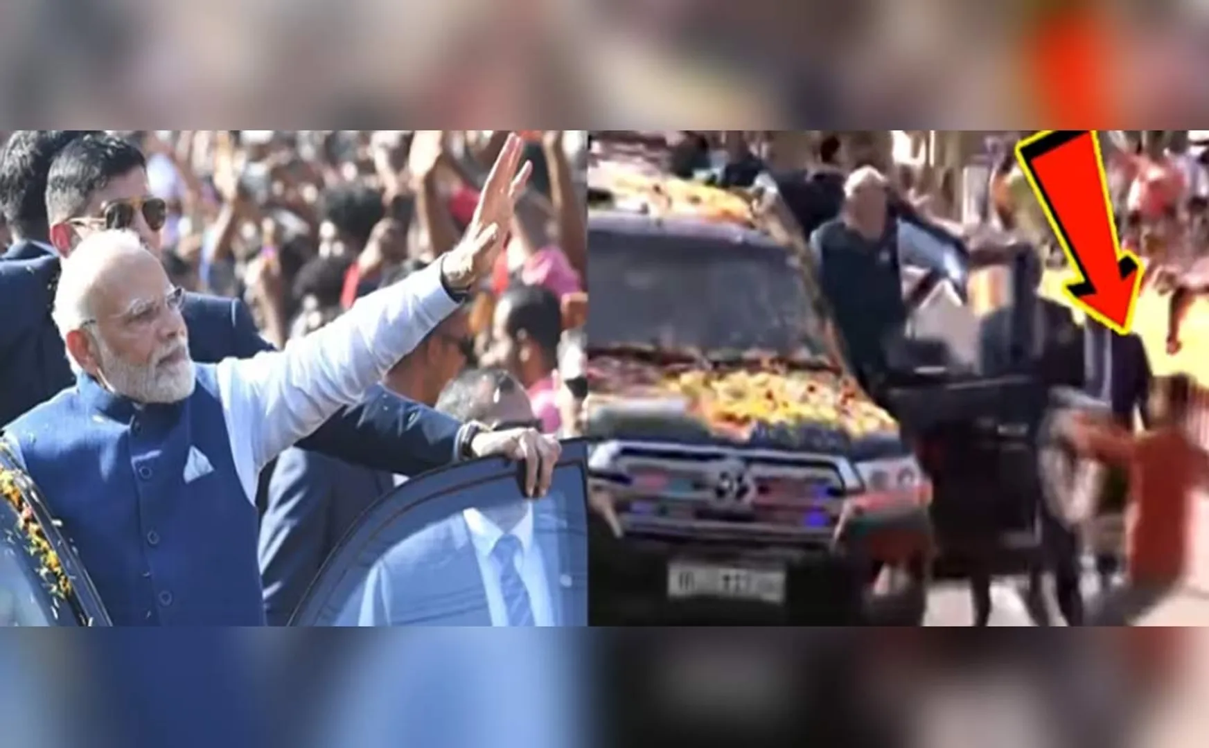  pm Modi campaigning Karnataka young man breached security  entered into stir