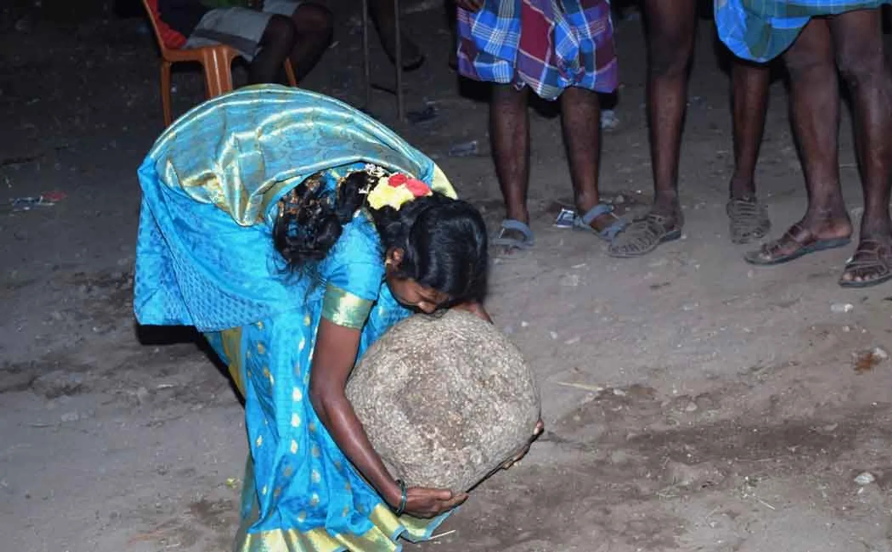 Women who lifted the  stone!  Pongal celebration