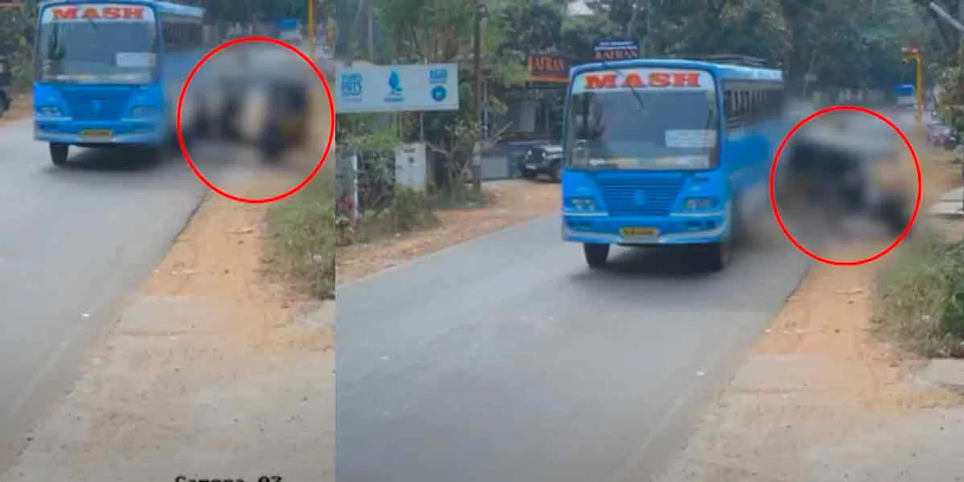 Auto that rammed into a private bus; Viral CCTV footage